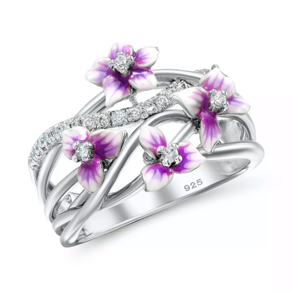 Charm 925 Silver ring Wedding White Sapphire - Picture 2 of 3
